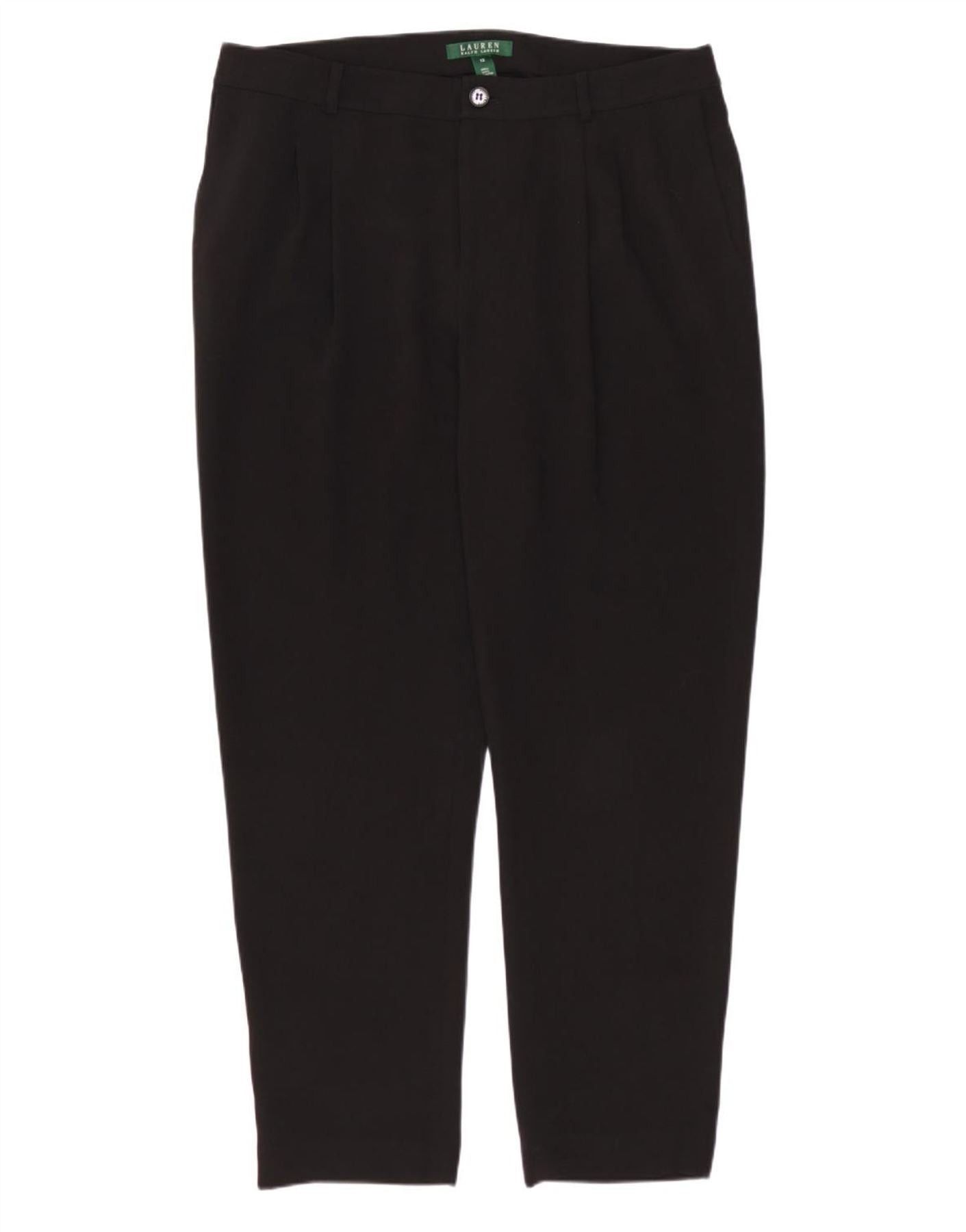 Ralph Lauren Womens High Waist Chino Trousers US 12 Large W34 L28 Black Size 30" / US 8 / IT 44 - 1 Thumbnail