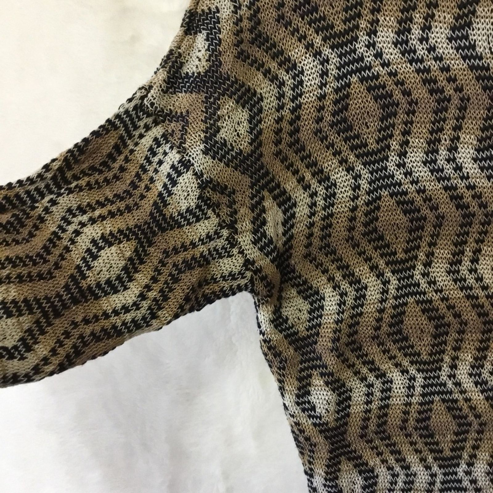 Club Monaco Club Monaco Brown Diamond-Patterned Knit Top Size S / US 4 / IT 40 - 4 Thumbnail