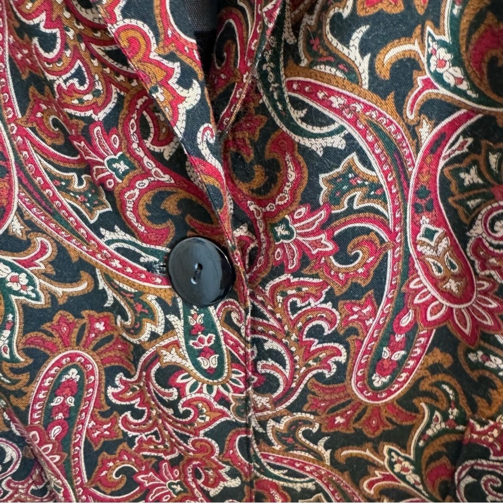 Vintage Vintage Rust Black Paisley Satin Cuff Button Blazer Womens S Size S / US 4 / IT 40 - 14 Thumbnail