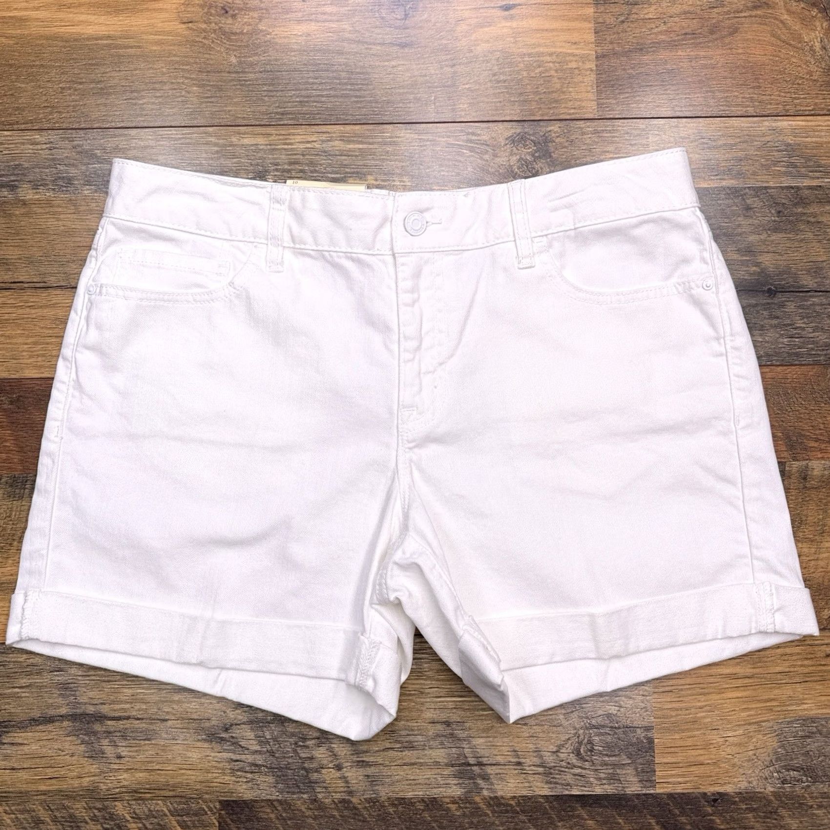 Tommy Hilfiger Tommy Hilfiger Denim Shorts Womens 10 White Mid Rise Cuffed New Size 32" / US 10 / IT 46 - 2 Thumbnail