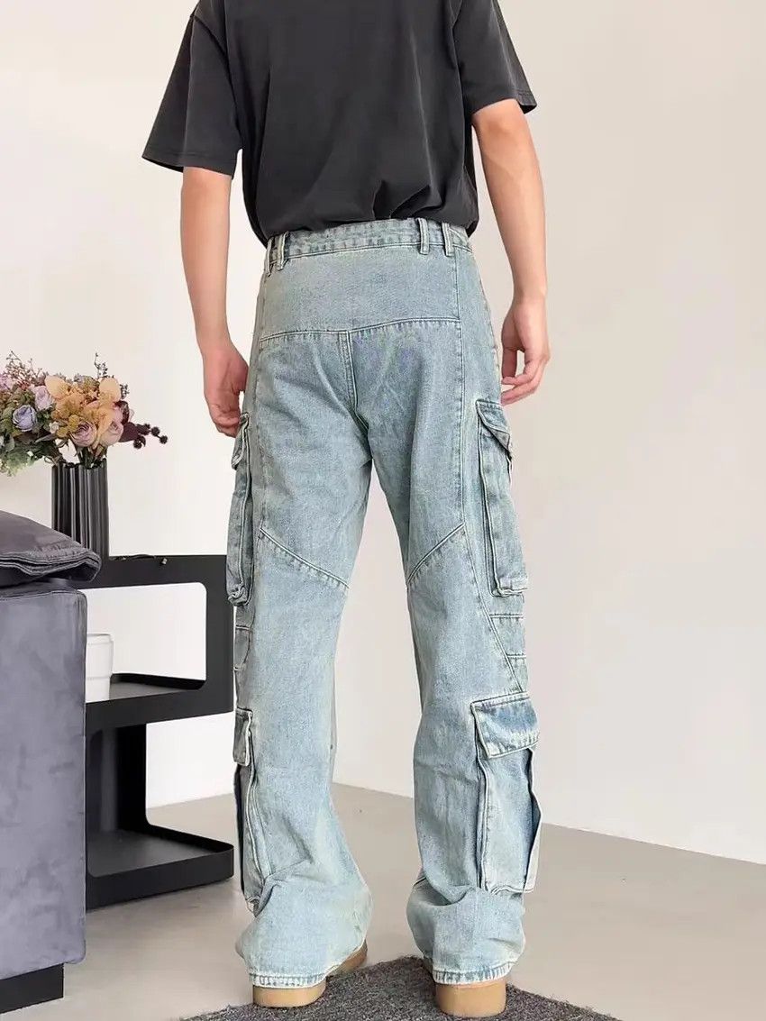 Designer × Japanese Brand Distressed Washed Blue Hip Hop Loose Jeans Size US 30 / EU 46 - 4 Thumbnail