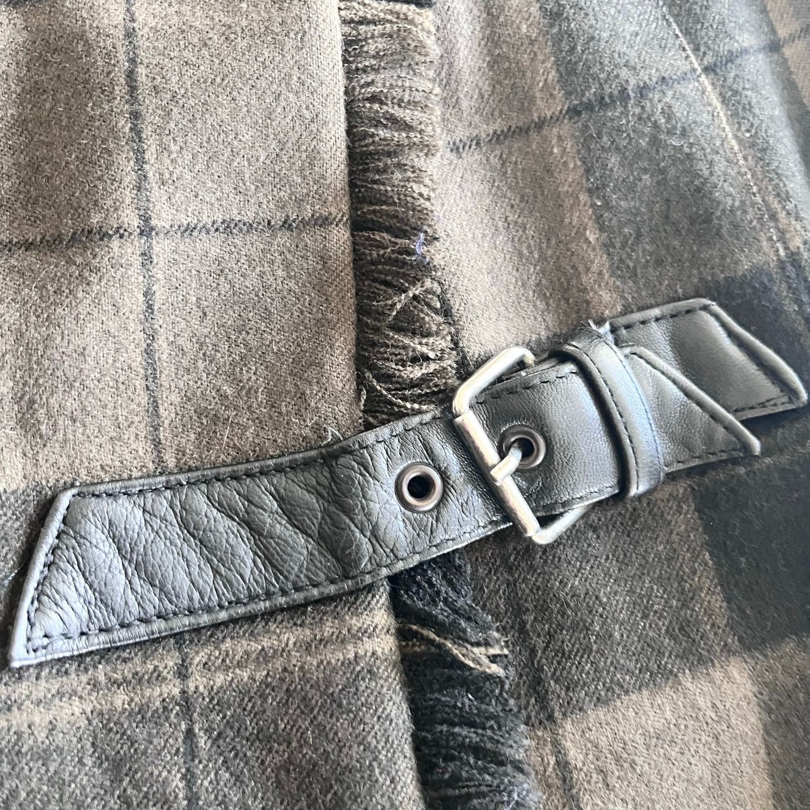 Escada Escada Brown Black Plaid Wool Leather Belt Midi Kilt Skirt Size 27" / US 4 / IT 40 - 9 Thumbnail
