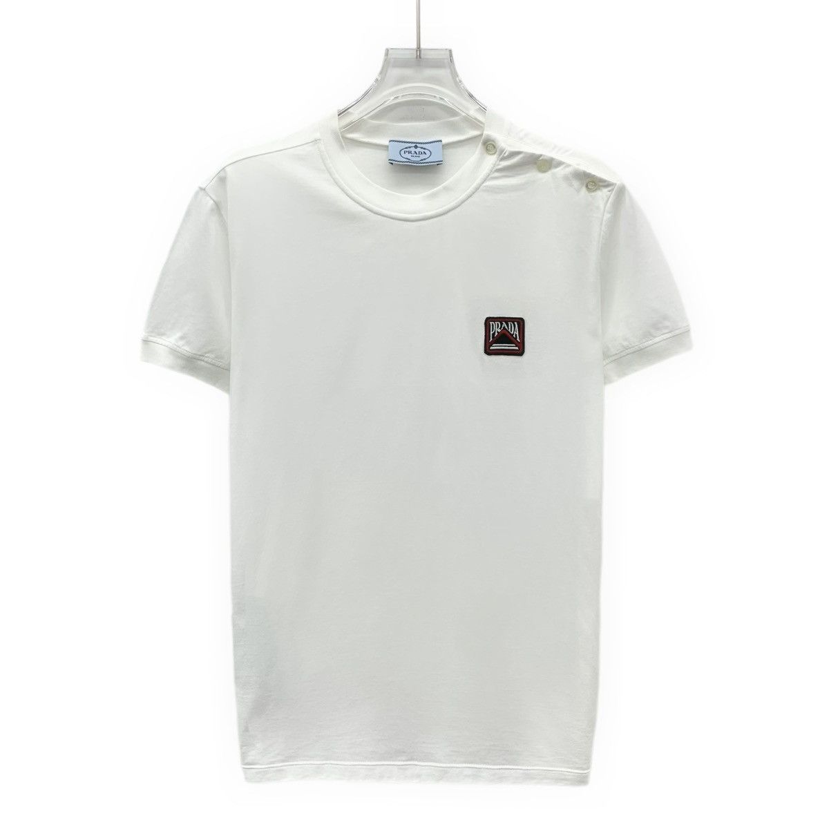 Prada Prada White Logo Emblem Short Sleeve T-shirt K26WX Size S / US 4 / IT 40 - 1 Thumbnail
