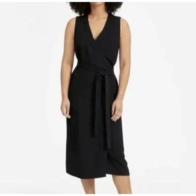 Everlane Everlane 12 Black Japanese GoWeave Sleeveless Wrap Dress V N Size XL / US 12-14 / IT 48-50 - 7 Thumbnail