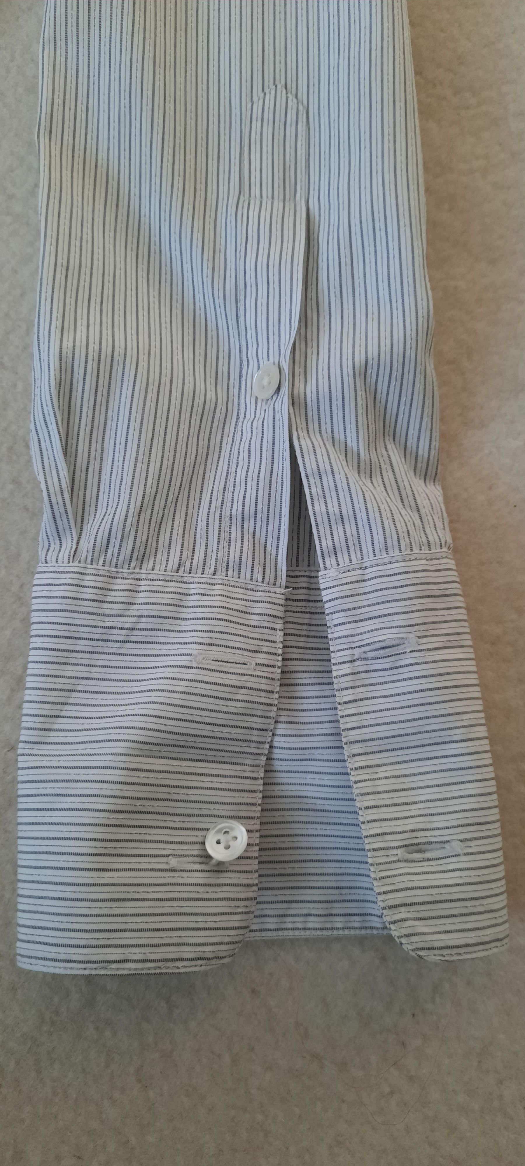 John Varvatos JOHN VARVATOS Men's Long-Sleeved Shirt, White Gray Striped M Size US M / EU 48-50 / 2 - 9 Thumbnail