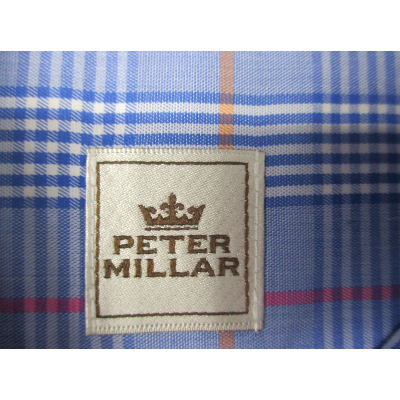 Peter Millar **Peter Millar Classic Blue Red Plaid Mens Large Dress Shirt** User: **Peter Millar Classic Blue Red Plaid Men's Large Dress Shirt** Size 42R - 3 Thumbnail