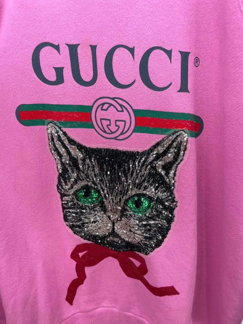 Gucci Gucci Sequin cat head pink pullover sweatshirt 2504-Nextarr Size M / US 6-8 / IT 42-44 - 3 Thumbnail