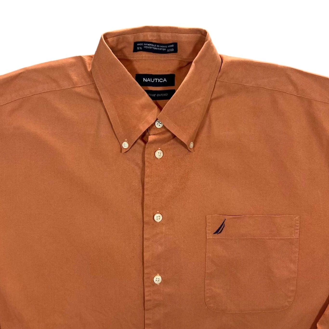 Nautica Nautica Vintage Oxford Orange Long Sleeve Button-Up Shirt XXL Men's Cotton Casual Shirt Size US XXL / EU 58 / 5 - 2 Thumbnail