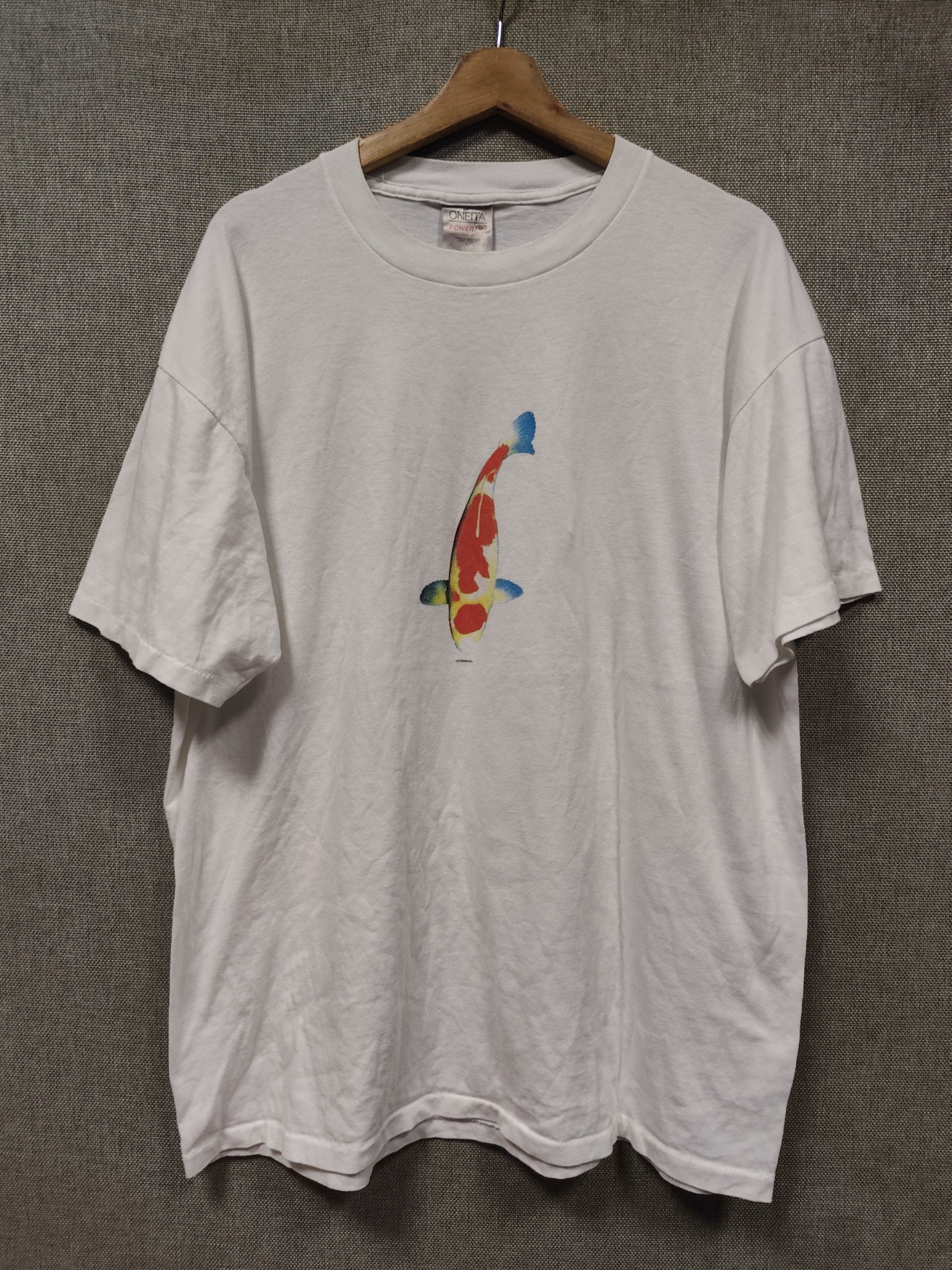 Vintage Vintage 90s t shirt koi fish by tag oneita Size US XL / EU 56 / 4 - 1 Thumbnail