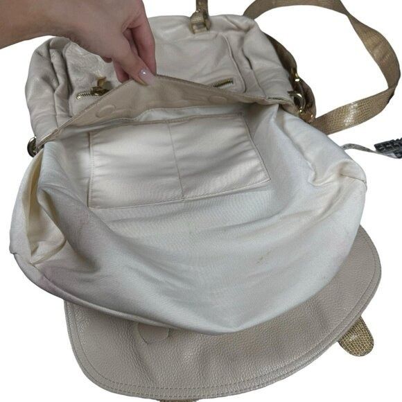 Genuine Leather CC Skye Onie Messenger Crossbody Bag Snake Embossed in Beige Size ONE SIZE - 4 Thumbnail