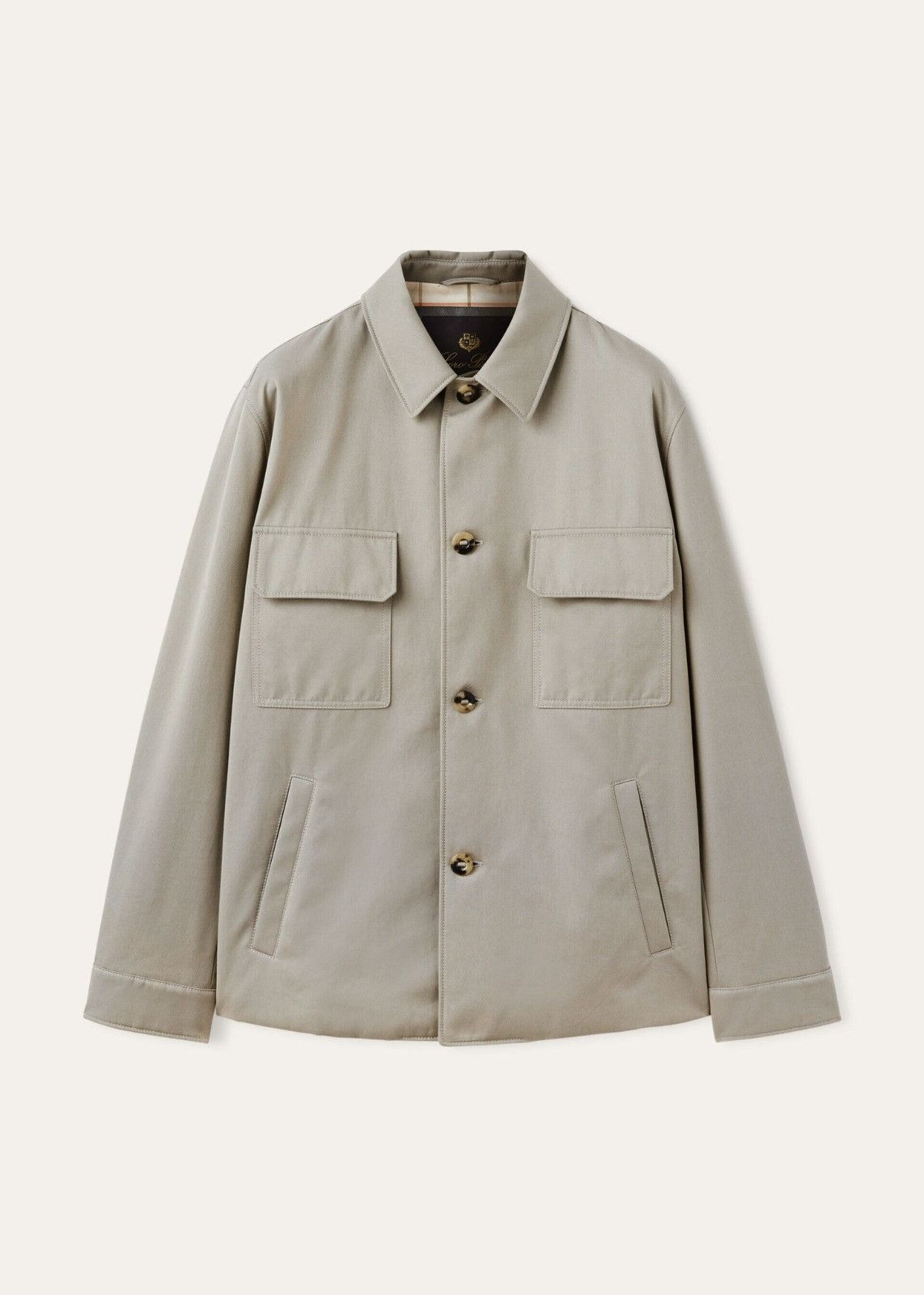 Loro Piana o1srvl11e0125 Cotton Twill Overshirt in Beige Size US XL / EU 56 / 4 - 1 Thumbnail
