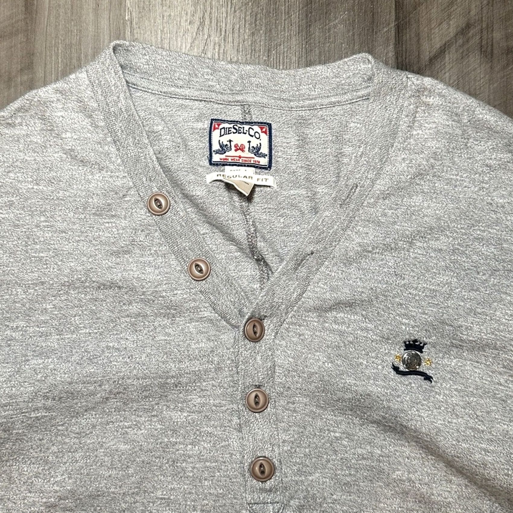 Diesel Diesel Gray Work Wear Regular Fit Y2K Long Sleeve Cotton Henley - Large Mens Size US L / EU 52-54 / 3 - 5 Thumbnail
