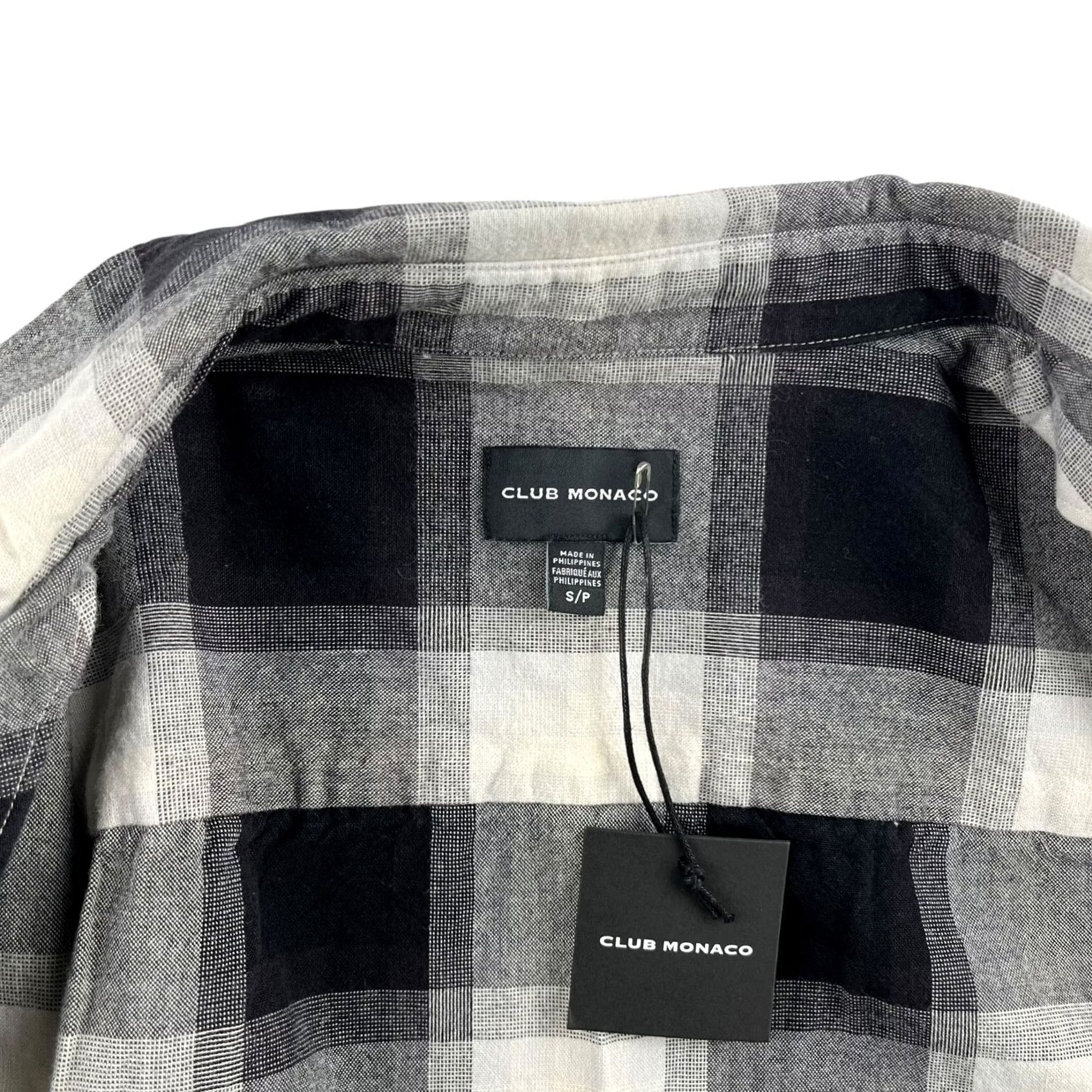 Club Monaco Club Monaco Shirt Button-Down Knit Cotton Black White Check Small Regular Mens Pocketed Button-Up Neck Collared 100% Brand New with Tags Size US S / EU 44-46 / 1 - 3 Thumbnail