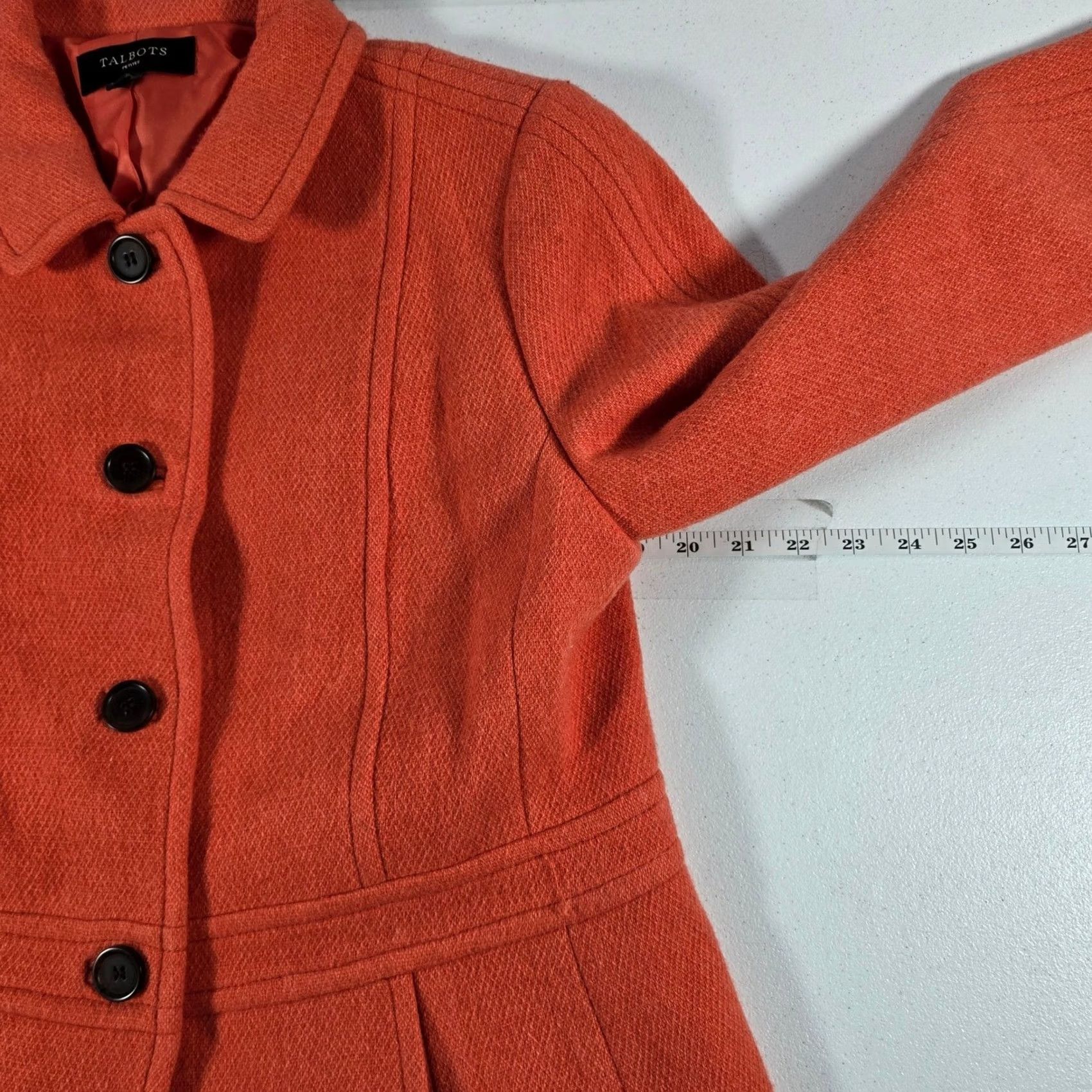 Talbots Talbots Petites Orange Wool Blend Button Front Blazer Jacket 12P ID5125 Size XL / US 12-14 / IT 48-50 - 2 Thumbnail