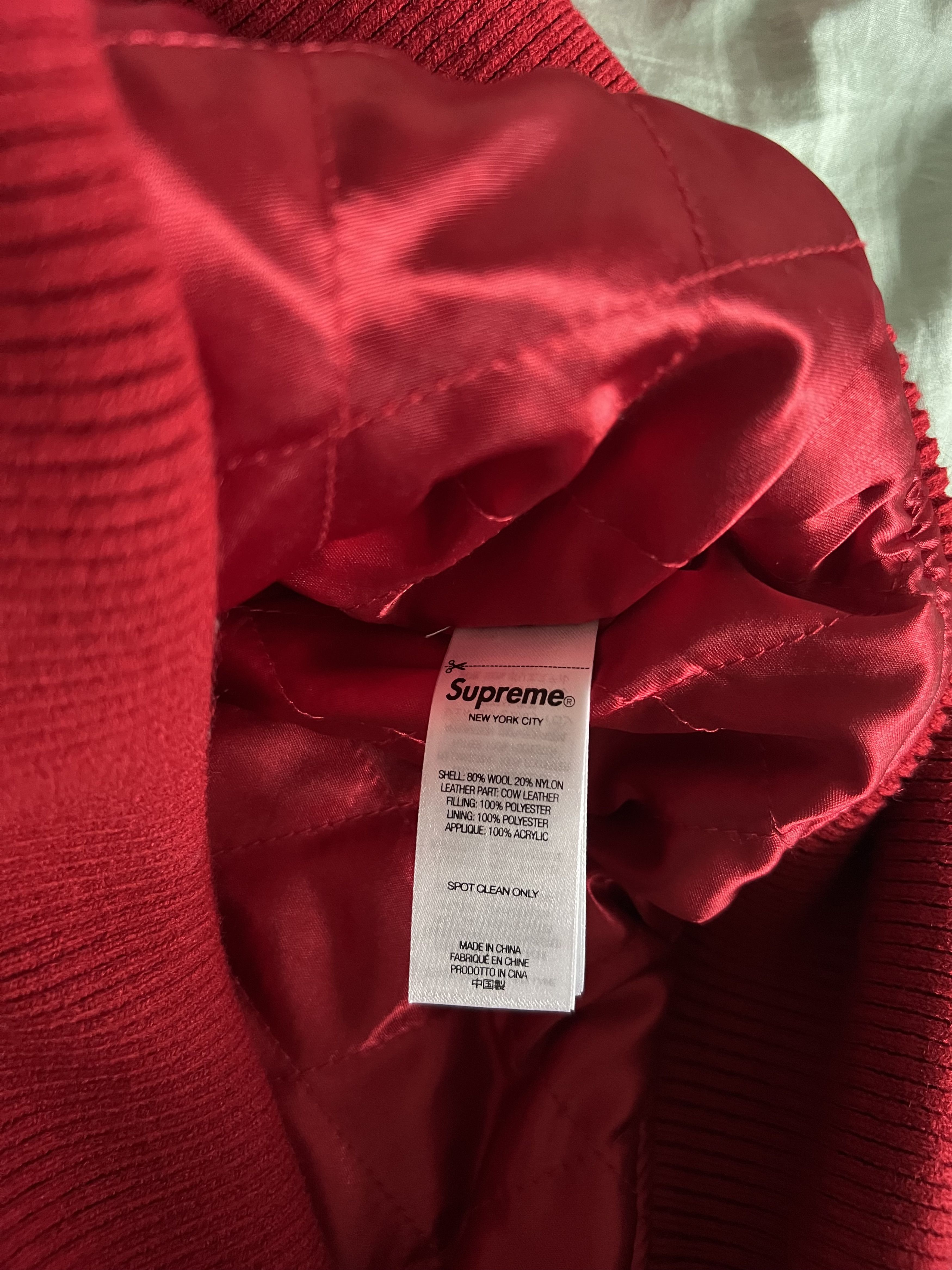 Supreme Supreme Big Logo Chenille Logo Varsity Jacket in Red Size US M / EU 48-50 / 2 - 9 Thumbnail