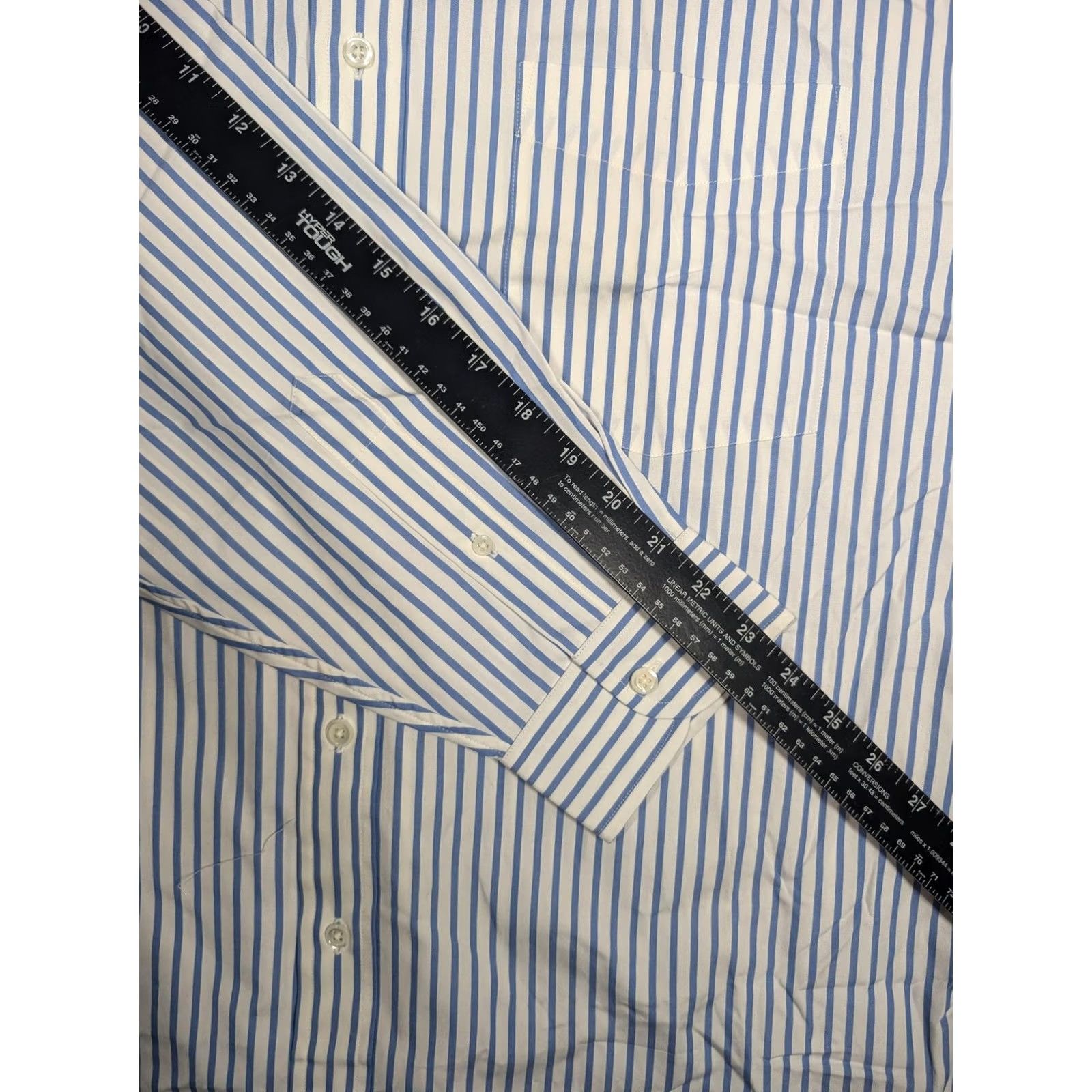 J.Crew Vtg J.Crew Oarsman Shirt Mens 17-34 Blue White Stripe Button-Down Long Sleeve Size US S / EU 44-46 / 1 - 4 Thumbnail