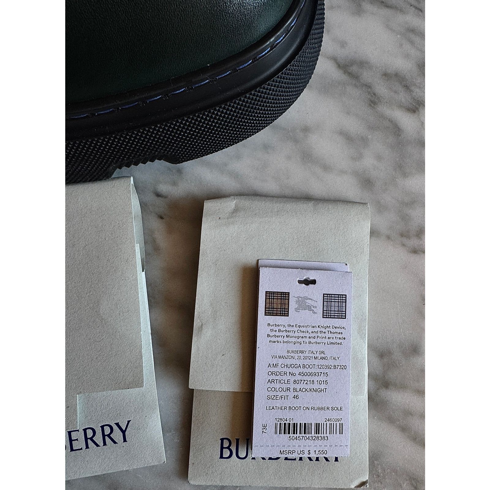 Burberry Burberry NWT Green/Black Women's Leather Chelsea Boots -46IT Size US 12 / IT 42 - 7 Thumbnail