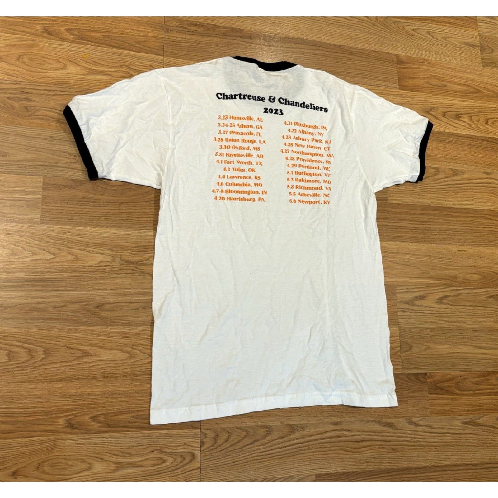Tultex HoundMouth Band White Shirt Concert Tour Chartreuse and Chandeliers 2023 Sz L Size US L / EU 52-54 / 3 - 7 Thumbnail