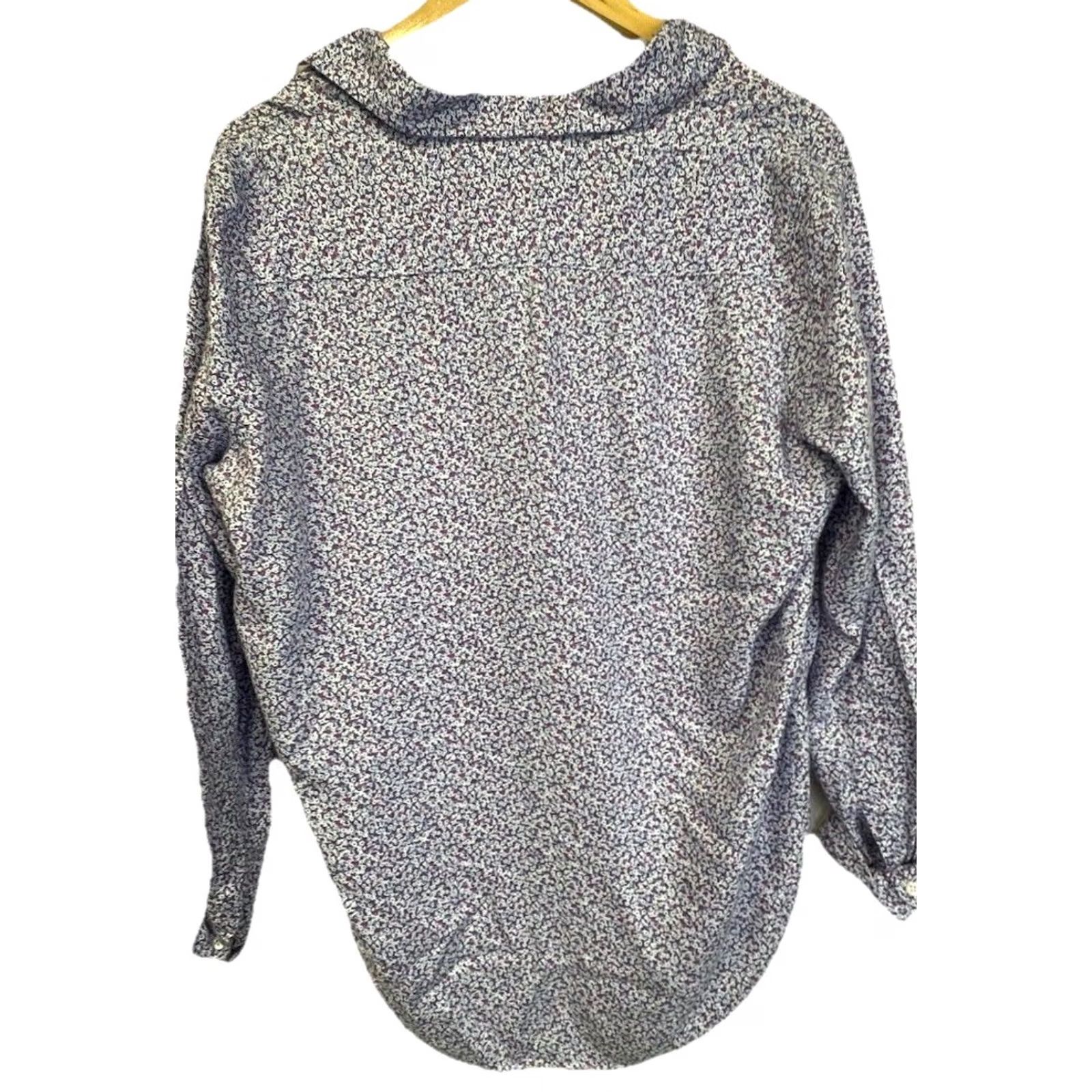 Frank & Eileen Frank & Eileen Shirt XS Floral Ditsy Button Front Multicolor Collared Long Sleeve High Low Hem Modal Button-Up Women Regular Size XS / US 0-2 / IT 36-38 - 6 Thumbnail