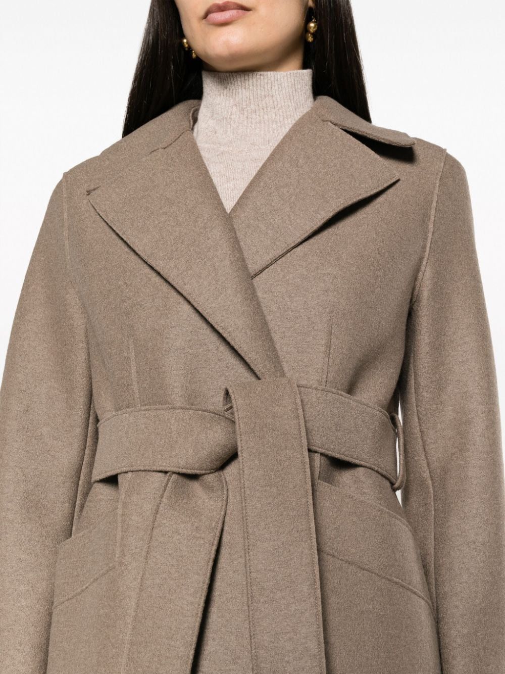 Harris Wharf London o1s22i1n1024 Pressed Wool Long Coat in Taupe Brown Size S / US 4 / IT 40 - 5 Thumbnail