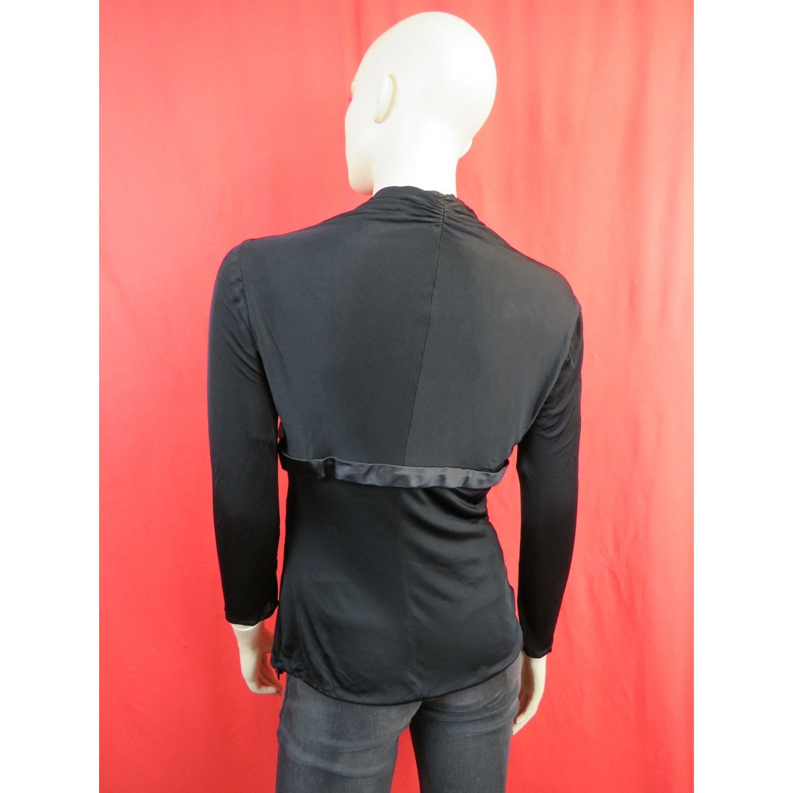 Versace VERSACE BLACK SILK BELTED MEDALLION LOGO DRESS TOP 46 ITALY Size L / US 10 / IT 46 - 2 Thumbnail