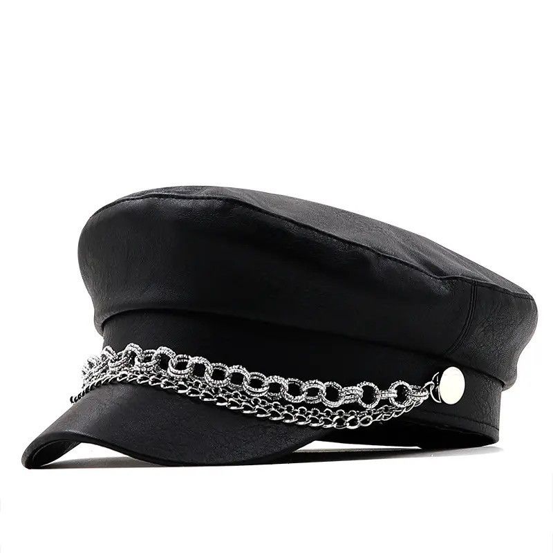 Other Winter Beret Hat Leather Flat Top Cap Size ONE SIZE - 4 Thumbnail