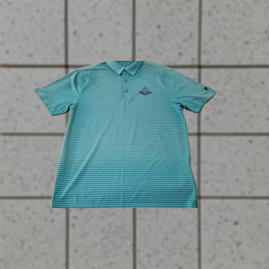 Under Armour Mens Under Armour Polo Shirt L Large Green Stripes Athletic Golf Size US L / EU 52-54 / 3 - 1 Thumbnail