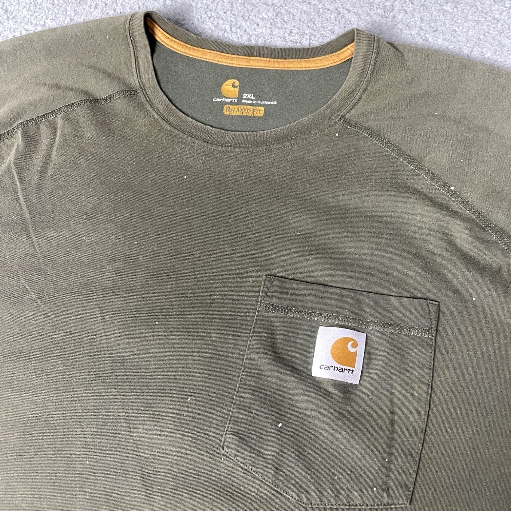 Carhartt VINTAGE Carhartt Pocket T-Shirt Mens 2XL Green Distressed 90s Thrashed Painted Logo Short Sleeve Crew Neck Casual Shirt Size US XXL / EU 58 / 5 - 5 Thumbnail