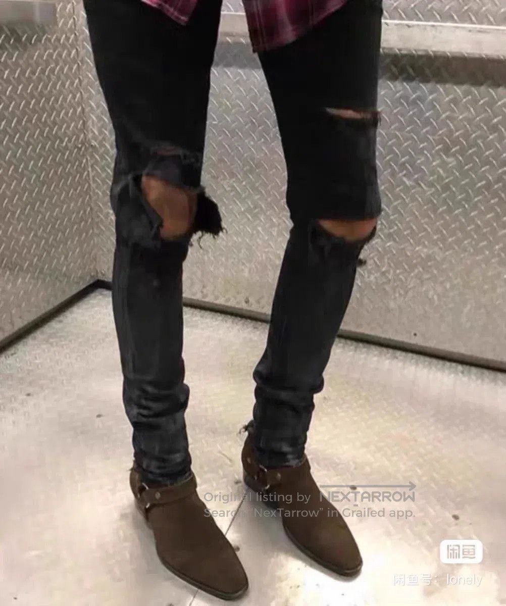 Saint Laurent Paris Black Distressed Denim Jeans. Size US 32 / EU 48 - 8 Thumbnail