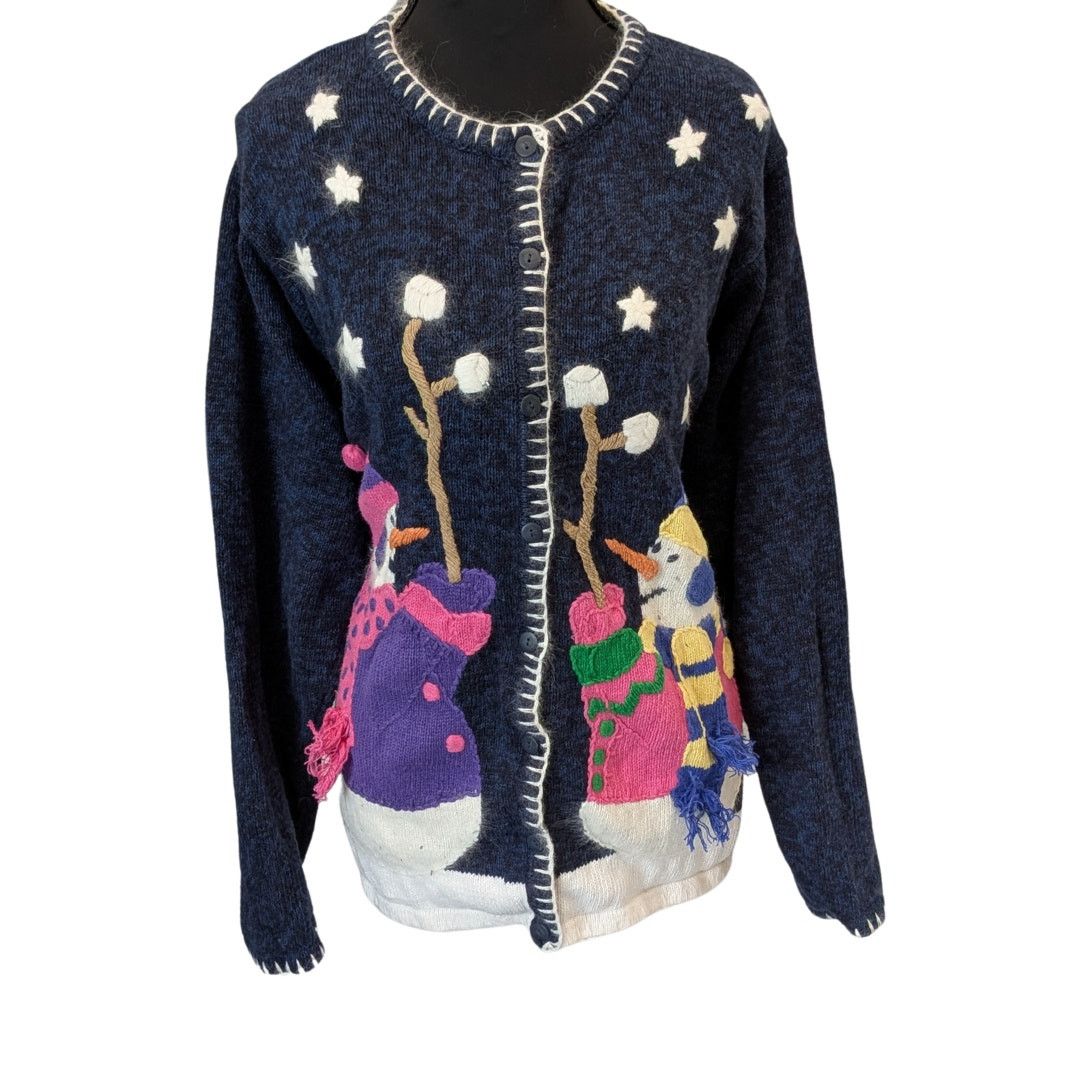 Vintage Vintage Kitschy Snowman Cardigan | L | The Quacker Factory Size L / US 10 / IT 46 - 1 Thumbnail