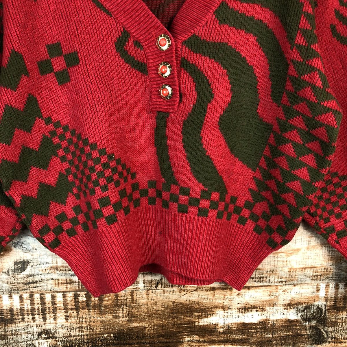 Homespun Knitwear × Japanese Brand × Vintage Self Suece Red vintage Knitwear #A1706 Size S / US 4 / IT 40 - 6 Thumbnail