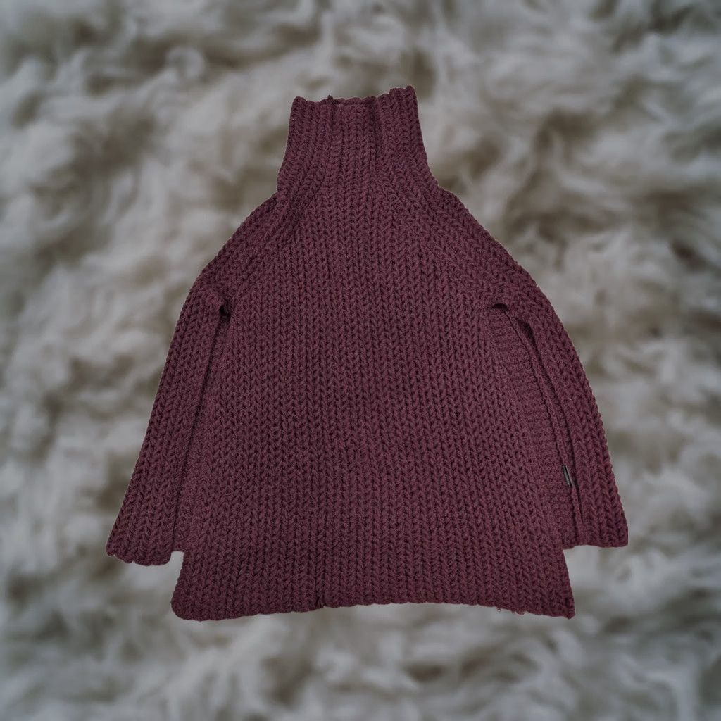 Anthropologie Anthropologie Sweater Cape Womens One Size Purple Chunky Knit Turtleneck Poncho Size ONE SIZE - 1 Thumbnail