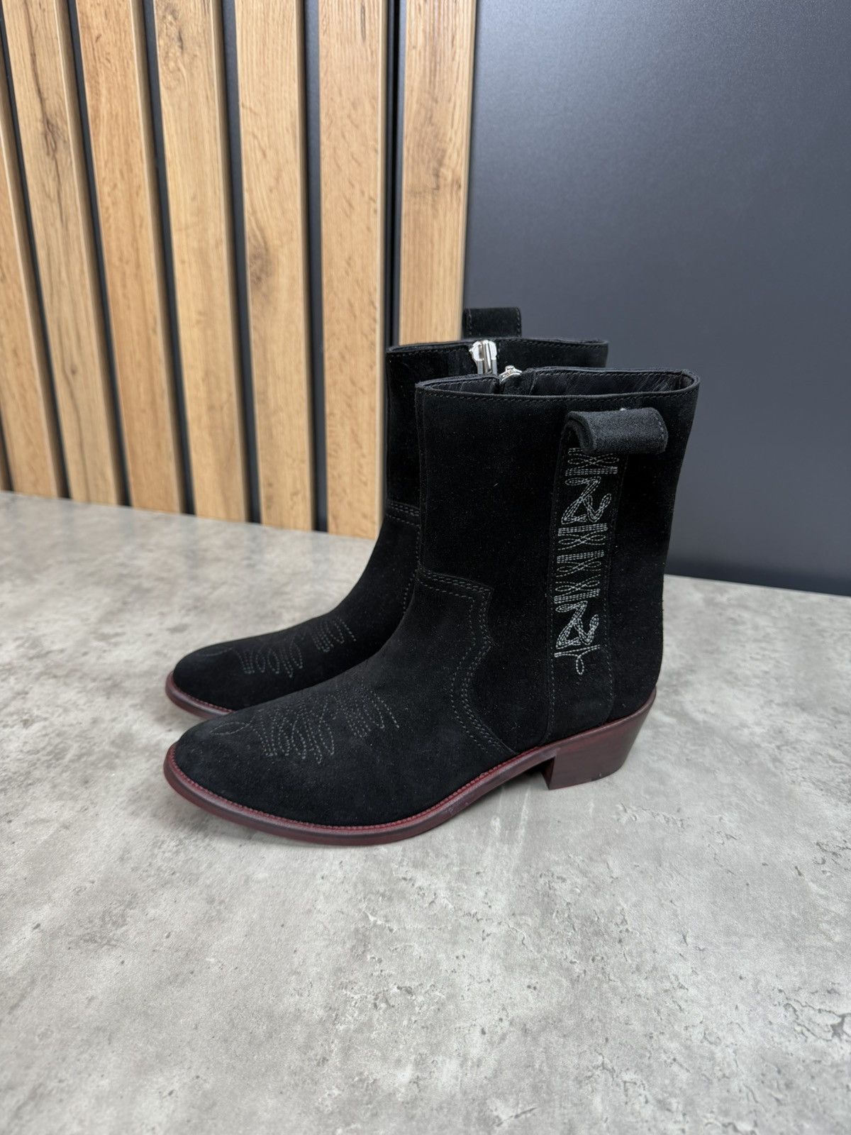 Zadig & Voltaire Zadig & Voltaire Black Western Suede Ankle Boots Size 39 Size US 9 / IT 39 - 3 Thumbnail