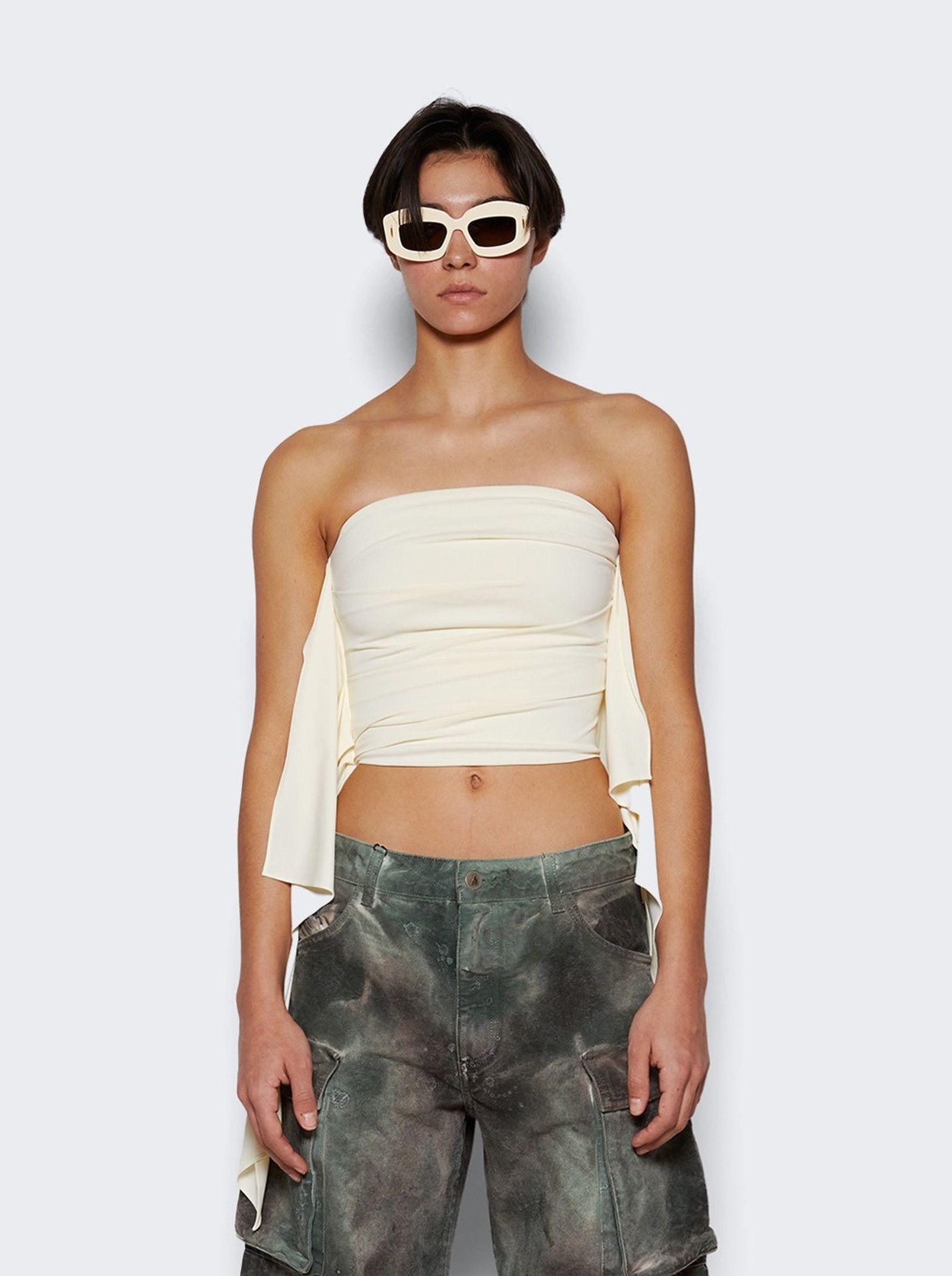 The Attico o1mle0426 Strapless Crop Top in Neutrals Size M / US 6-8 / IT 42-44 - 3 Thumbnail