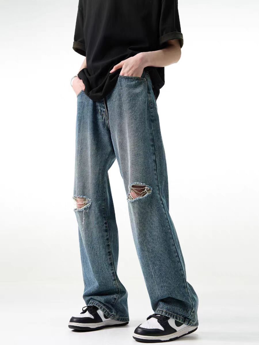 Japanese Brand × Jean Washed street baggy ripped knee jeans Size US 32 / EU 48 - 3 Thumbnail
