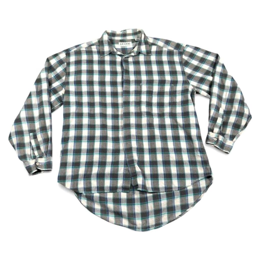 Levi's VINTAGE Levi's Shirt Adult LARGE Gray Green Blue Plaid Grunge Button-Down 90s Mens Size US L / EU 52-54 / 3 - 2 Thumbnail