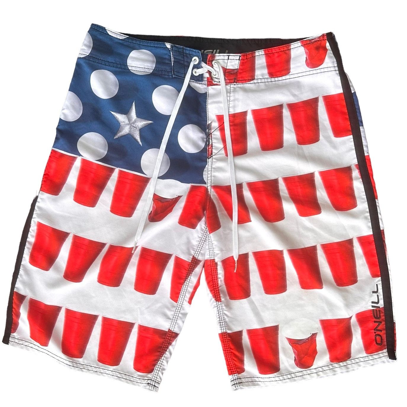 Oneill O'Neill Board Shorts USA American Swimsuit Red White Blue 32 ...