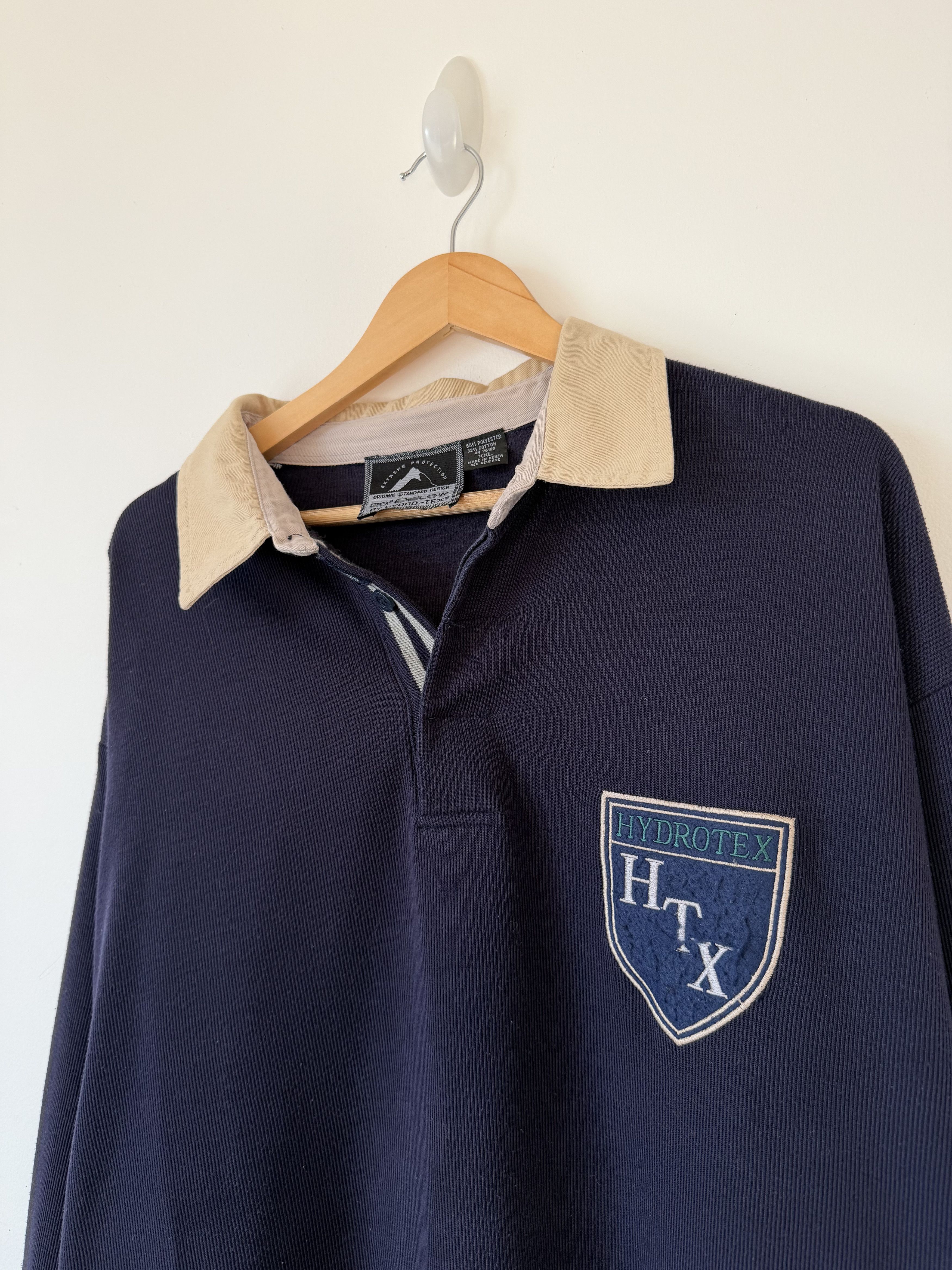 Other Vintage Hydro-Tex Rugby Polo Shirt XXL Navy Beige Size US XXL / EU 58 / 5 - 4 Thumbnail