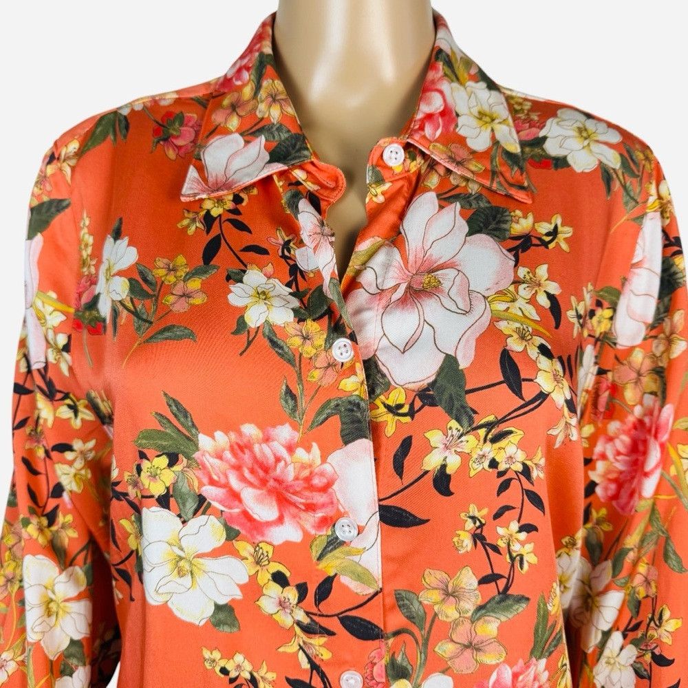 Chicos NWT New Chico's Sandwashed Satin Floral Print Shirt Size 2 Size L / US 10 / IT 46 - 5 Thumbnail