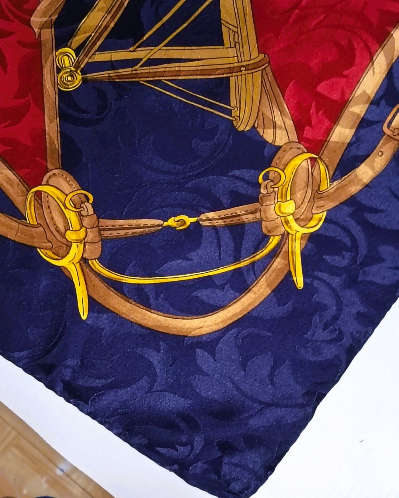 Other JEAN PAREL Paris Horse Jockey Blue Red Gold Silk Scarf Size ONE SIZE - 4 Thumbnail