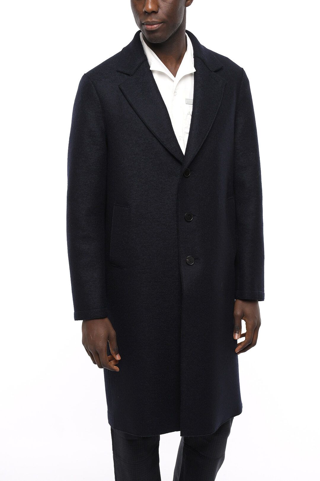 image of Harris Wharf London Og1Mm1223 Wool Coat In Blue, Men's (Size Large)