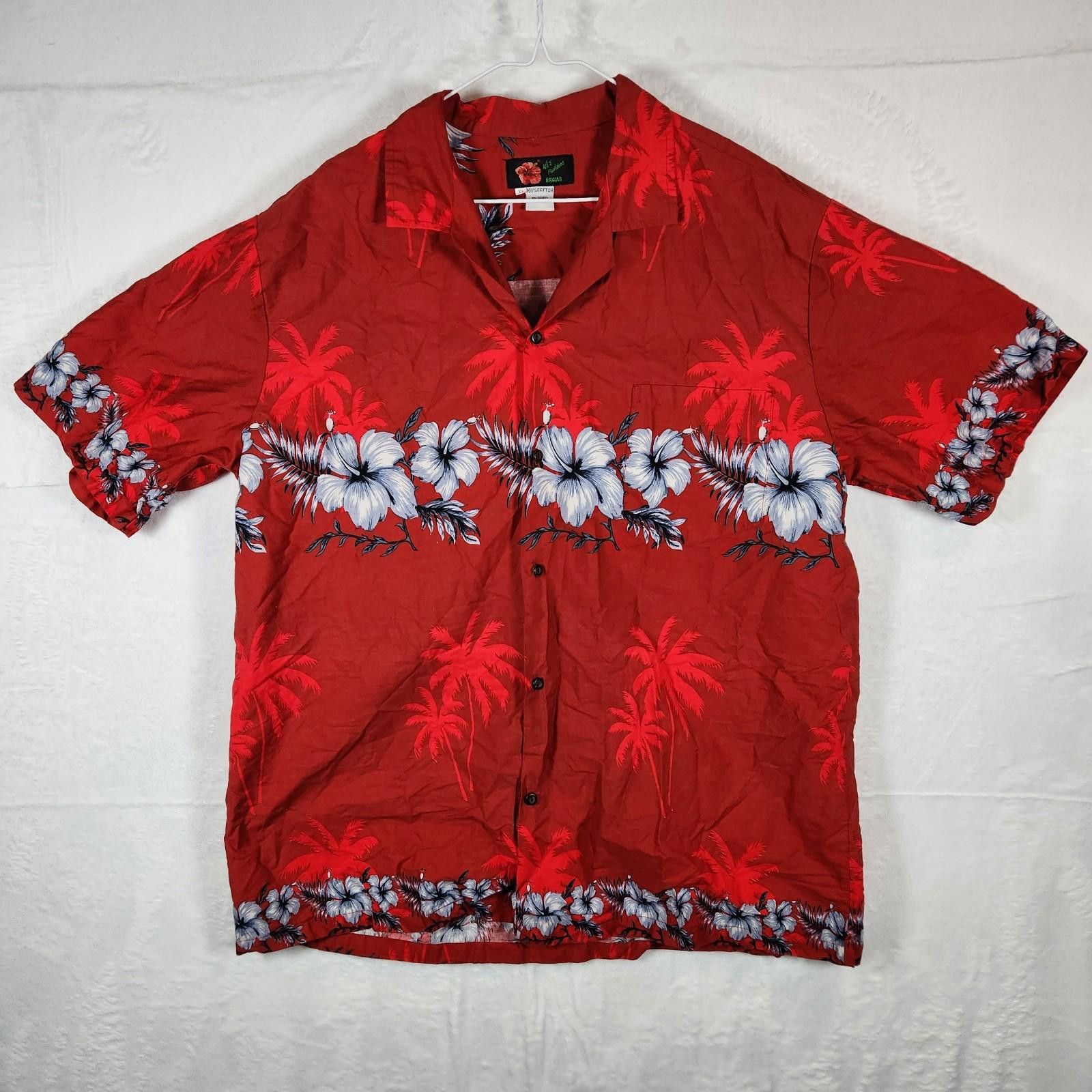 Designer Ali'i Fashions Hawaiian Shirt Red Floral Mens Size XL Size US XL / EU 56 / 4 - 1 Thumbnail