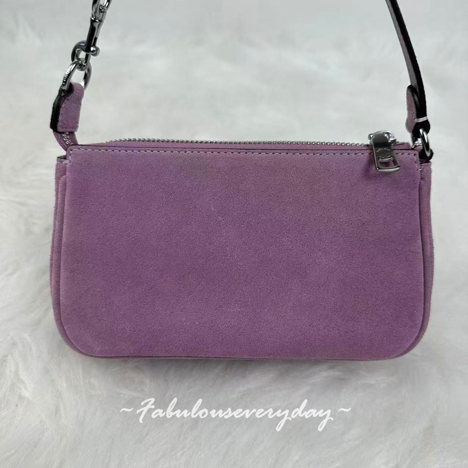 Coach Coach Nolita 19 Shoulder Wristlet Suede/Silver/Light Violet Size ONE SIZE - 5 Thumbnail