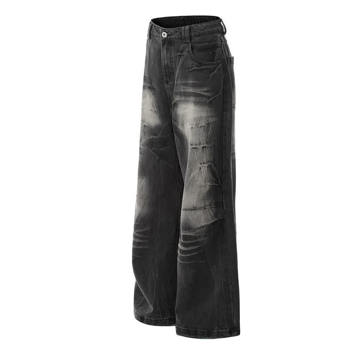Jean Wash-faded distressed wide-leg jeans Size US 32 / EU 48 - 6 Thumbnail