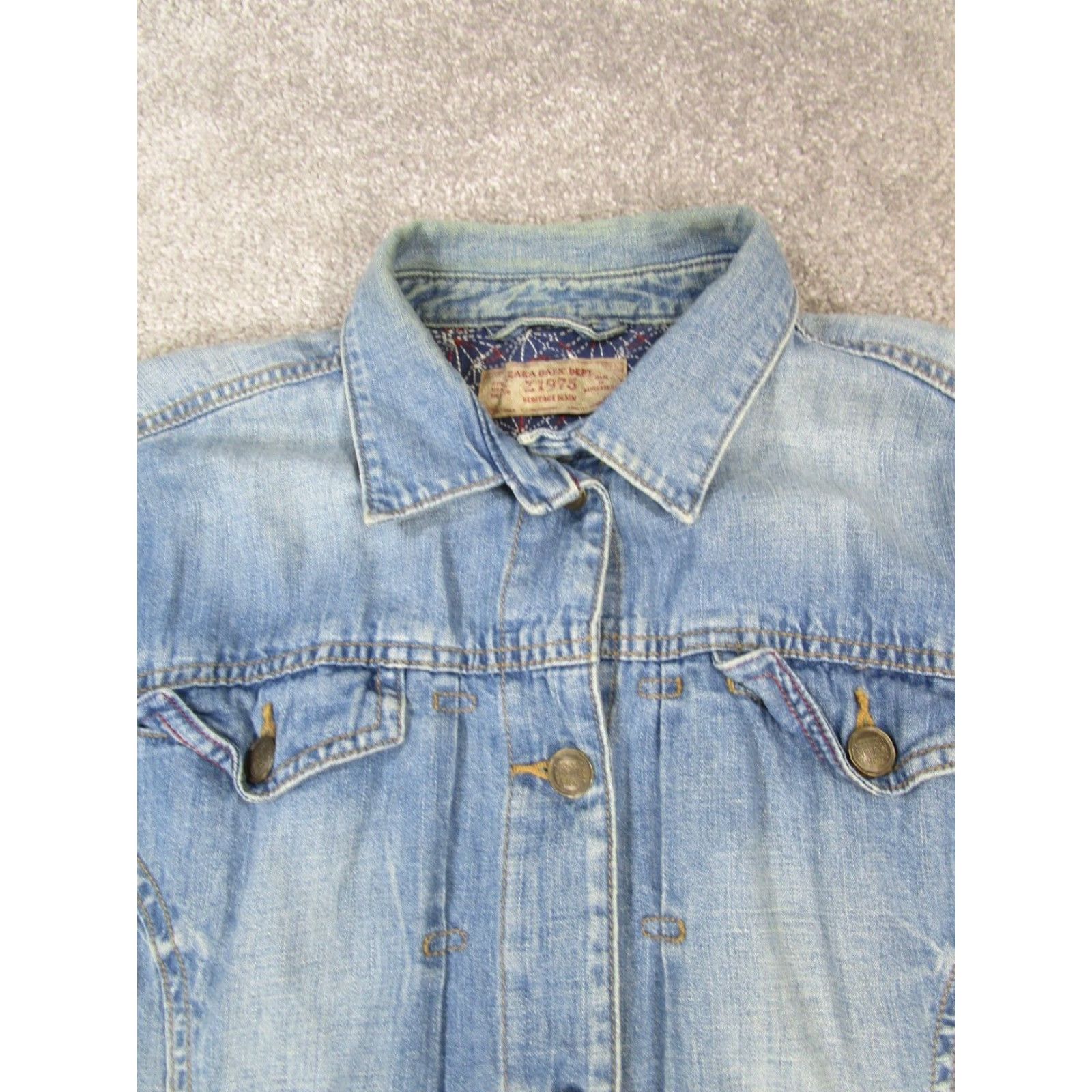 Zara VINTAGE Zara Jacket Womens Small Denim Cotton Blend Short Solid Blue 90s Casual Womens Size S / US 4 / IT 40 - 2 Thumbnail