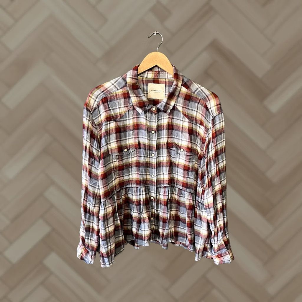 Lucky Brand Lucky Brand Womens Multicolor Plaid Long Sleeve Snap Up Size XL Double Pocket Shirt Size XL / US 12-14 / IT 48-50 - 1 Thumbnail