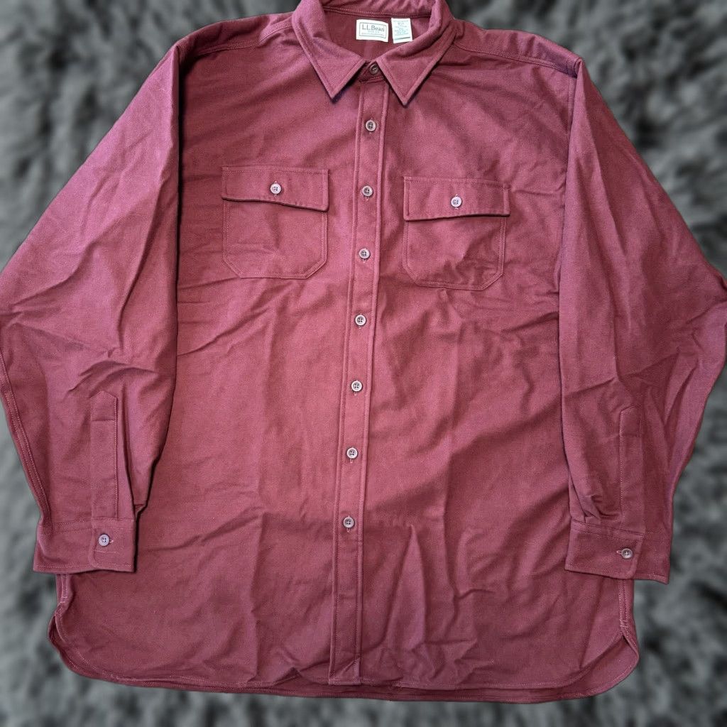 Vintage VINTAGE LL Bean Chamois Cloth Flannel Shirt Mens 2XLT Red Maroon Tall 90s Grunge Outdoor Classic Size US XXL / EU 58 / 5 - 1 Thumbnail