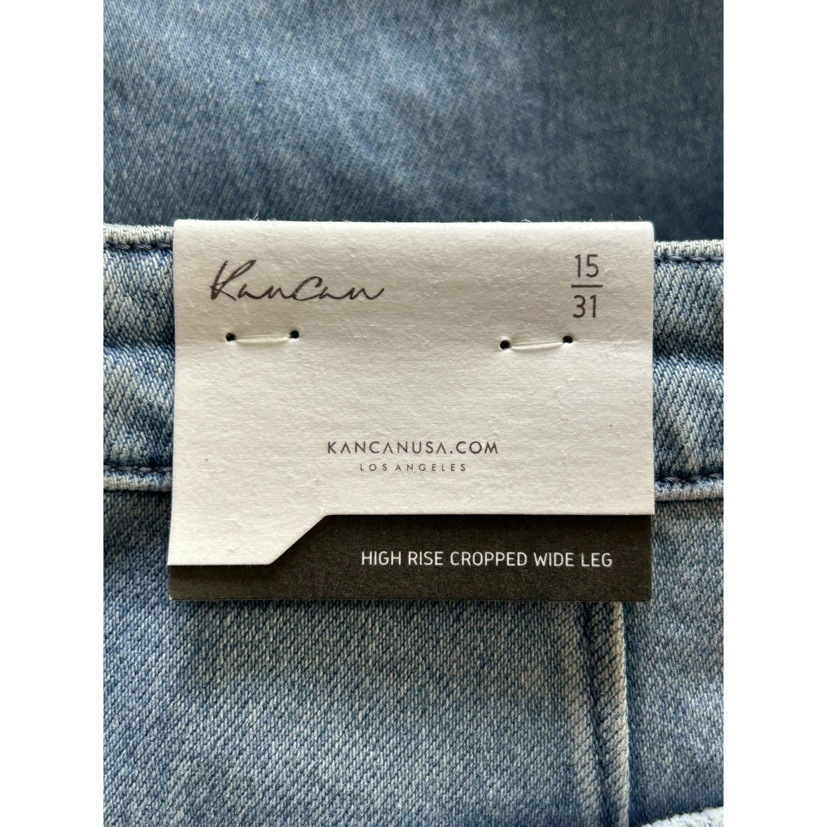 Kancan USA KanCan High Rise Cropped Wide Leg Jeans in Medium Blue Size 31" - 5 Thumbnail