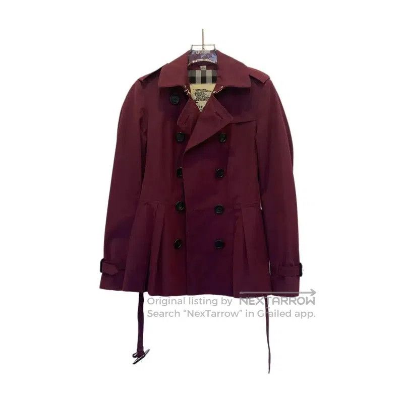 Burberry Burberry Wine Red Cotton Short Trench Coat. Size S / US 4 / IT 40 - 1 Thumbnail