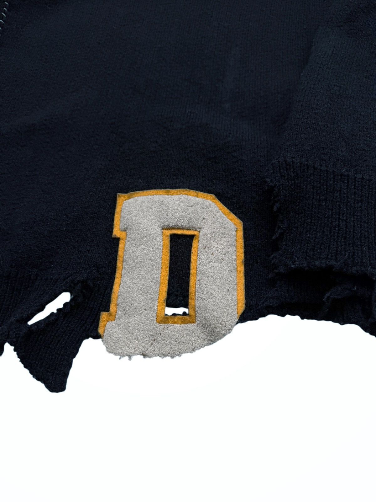 Raf Simons GRAIL 2016 Oversized Navy Varsity Distressed Sweater Size US XXL / EU 58 / 5 - 6 Thumbnail